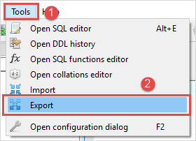 SQLite Export CSV Step 1