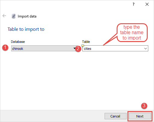 SQLite Import csv to table Step 2